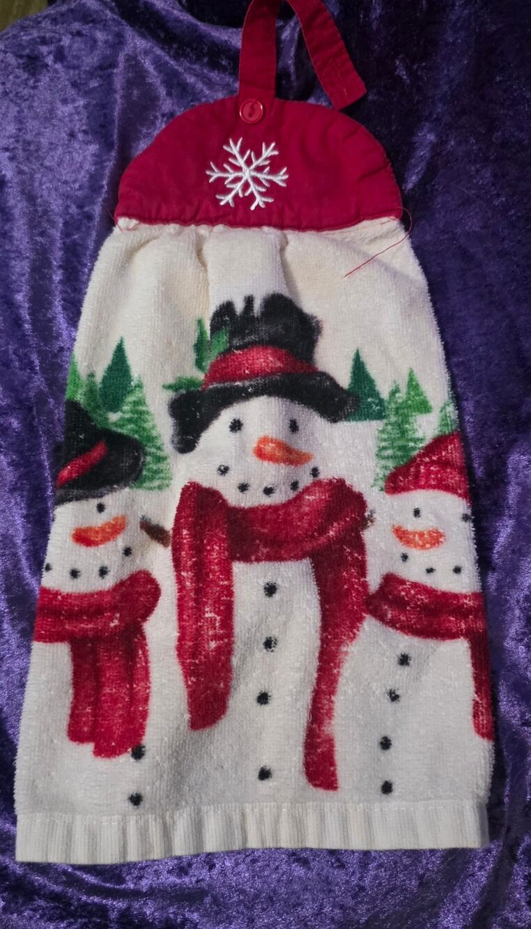 Vintage Snowman Crocheted Hanging Hand Towel